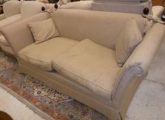 A modern fawn upholsterd Knowle style sofa (ex Laura Ashley) Size approx.