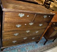 A 19th Century mahogany square front chest of two short over three long drawers,