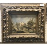 LATE 19TH CENTURY ENGLISH SCHOOL "Rural Scene with Mill", oil on board, unsigned,
