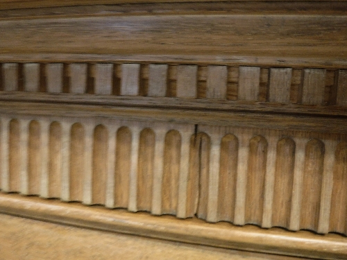 A large oak framed breakfront bookcase cabinet in the Arts and Crafts taste with six glazed and - Image 6 of 23