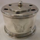 A circa 1700 silver inkwell of plain cylindrical form,