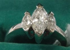 An 18 carat white gold diamond set ring,