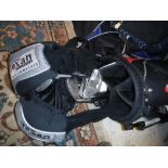 A golf bag and contents of Texan Titanium Matrix golf clubs including three drivers,