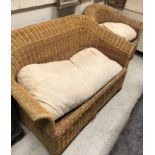 WITHDRAWN - A canework two seat conservatory settee and matching armchair