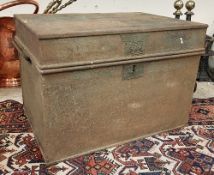 A Victorian milliner's patent fire resisting chest with original paper label to interior Size