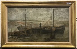 THEODORE RAMOS "Estuary Boat Rye" oil on canvas signed lower right titled,