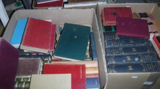 Two boxes of various novels and reference books,