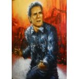 JUAN CARLOS FERRIGNO (Born 1960) "Cliff Richard in Concert", oil on canvas, signed lower left,