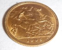 An Edward VII half sovereign dated 1905