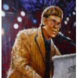 JUAN CARLOS FERRIGNO (Born 1960) "Elton John in Concert", oil on canvas, signed lower right,