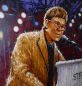 JUAN CARLOS FERRIGNO (Born 1960) "Elton John in Concert", oil on canvas, signed lower right,