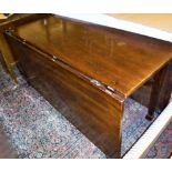 A pair of Victorian mahogany D end dining table end sections Size 145cm long x 71cm high x 50cm
