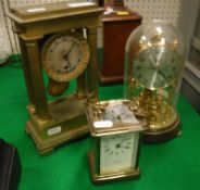 A 19th Century French mantel clock of architectural form with four fluted columns the drum case