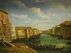 IN THE STYLE OF CANALETTO "Venetian Scenes" a pair, oil on panel, unsigned,