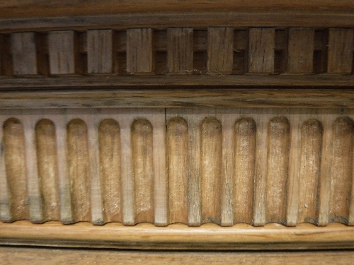 A large oak framed breakfront bookcase cabinet in the Arts and Crafts taste with six glazed and - Image 7 of 23