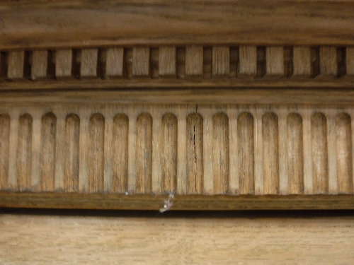 A large oak framed breakfront bookcase cabinet in the Arts and Crafts taste with six glazed and - Image 13 of 23