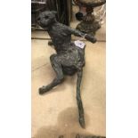 IN THE MANNER OF ROBERT CLATWORTHY (1928-2015) "Startled cat" verdigris patinated bronze study