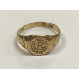 A Victorian 18 carat gold signet ring bearing the initials "CF" of Charles Forbes Leith (Birmingham