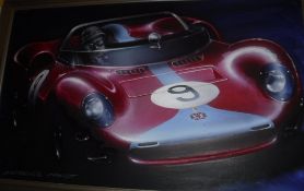 ANDREAS MINDT "Cambridge Blue - Ferrari 365 P2 1965 Marinello Racing Team", acrylic on canvas,