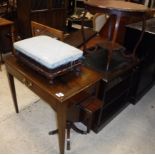 A Edwardian mahogany single drawer side table together with a Japanese lacquered low stool,