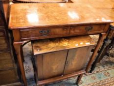 A modern burr walnut and inlaid two drawer side table in the Georgian manner,
