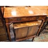 A modern burr walnut and inlaid two drawer side table in the Georgian manner,