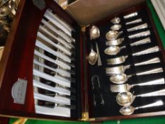 A collection of plated wares to include a Butler of Sheffield part canteen of cutlery,