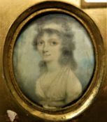 EARLY 19TH CENTURY SCHOOL "Young Lady with White Dress and White Hairband", miniature oil on ivory,