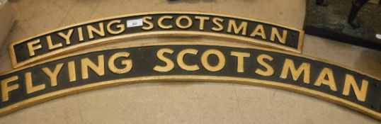 A large cast metal and painted "Flying Scotsman" name plate (reproduction)
