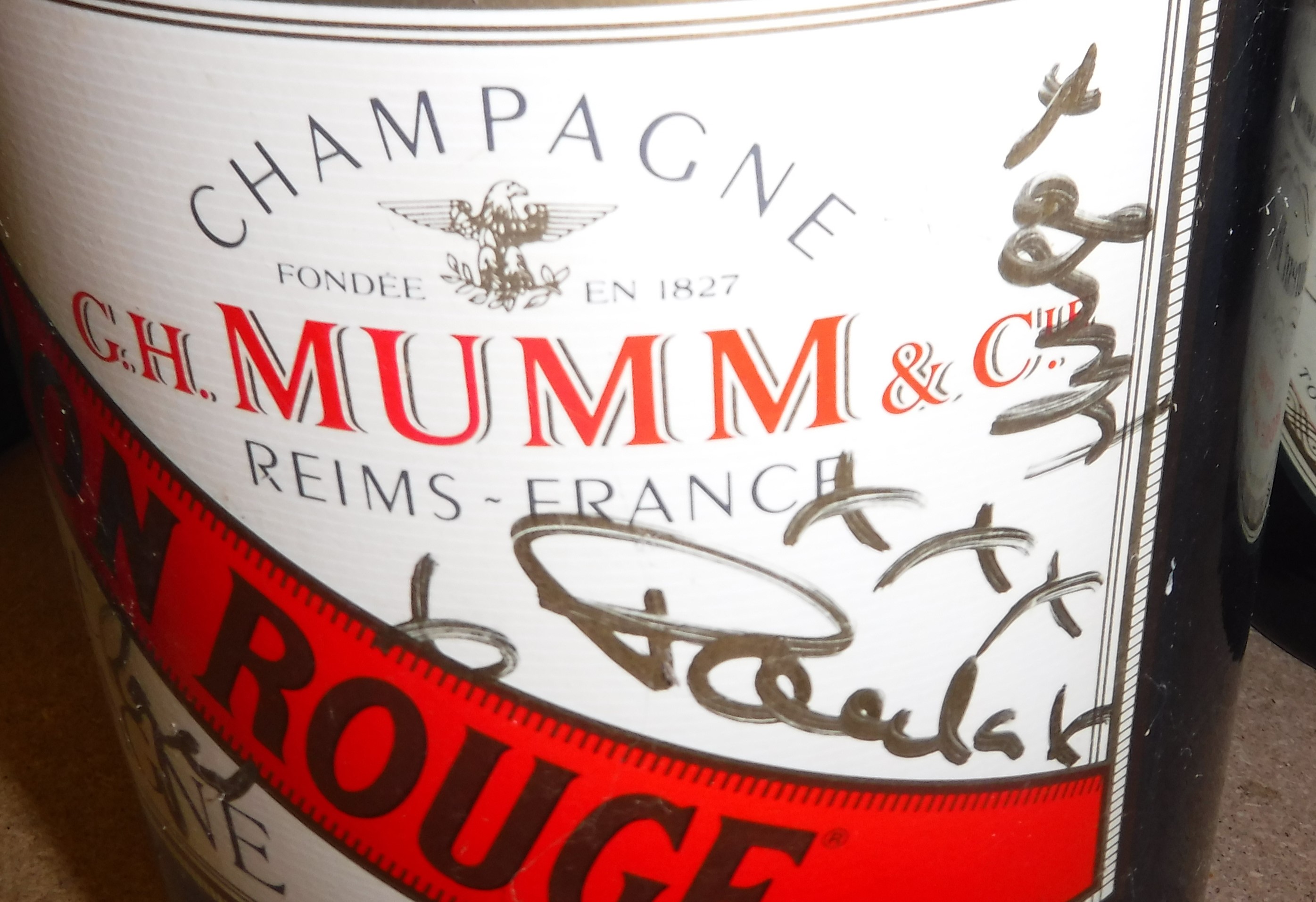 A collection of various vintage Champagne / wine bottles including a Moet et Chandon signed by - Image 2 of 5