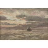 ALBERT STEVENS (1823-1906) "Sailing Boats at Sunset",