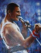 JUAN CARLOS FERRIGNO (Born 1960) "Freddie Mercury", oil on canvas, signed lower right,