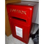 A red painted vintage style post box Size approx.