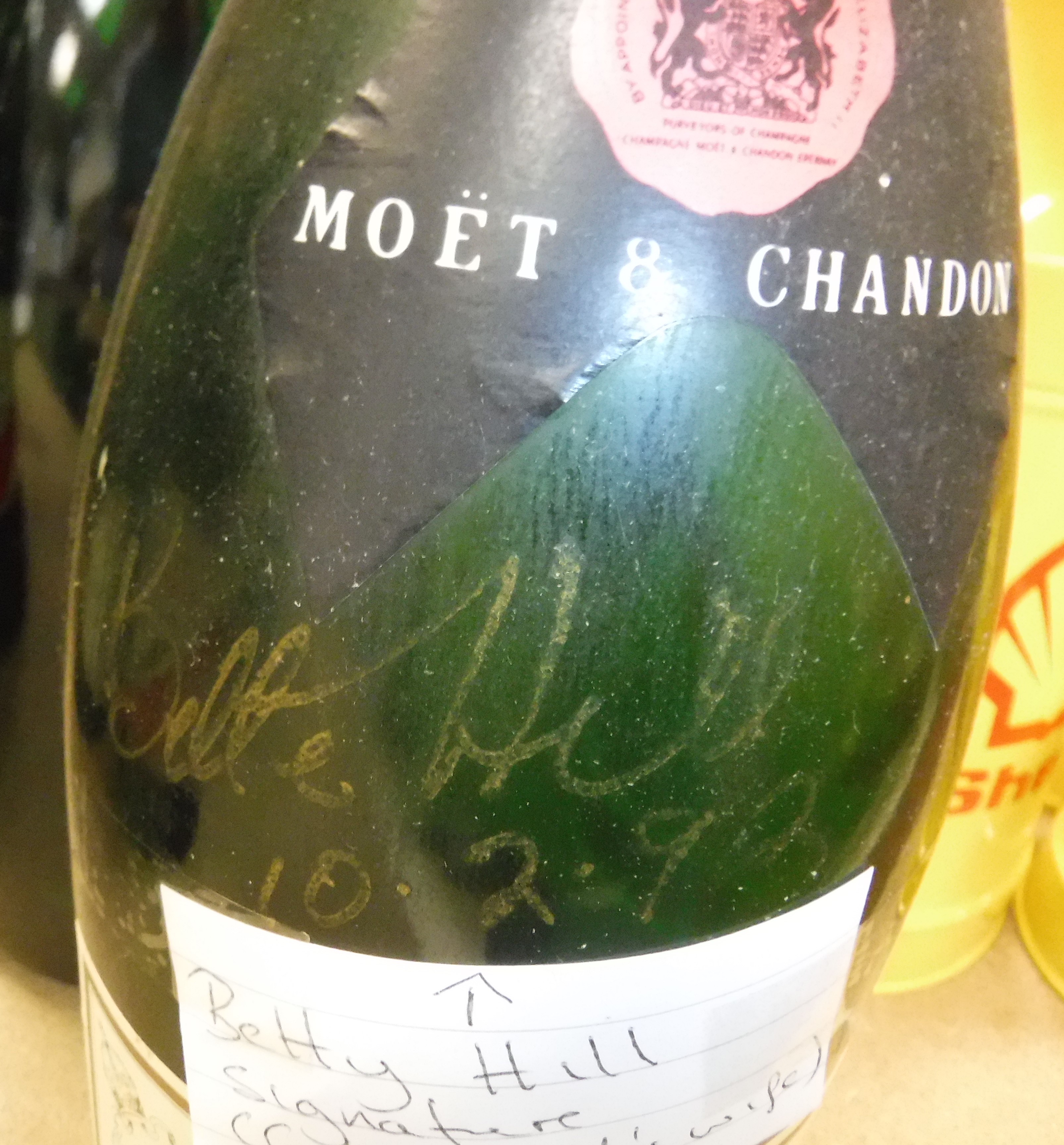 A collection of various vintage Champagne / wine bottles including a Moet et Chandon signed by - Image 3 of 5