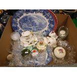 A box of assorted decorative china to include Shelley trio, Royal Staffordshire, A.J.