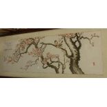 KOREAN SCHOOL "Tree with blossom and finches" inscribed top left "To Mr Clive M Beck friend of