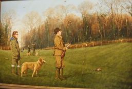 TERENCE MACKLIN "Pheasant Shooting", oil on canvas, signed and dated 1987 lower right,