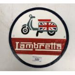 A modern painted cast metal sign "Lambretta"