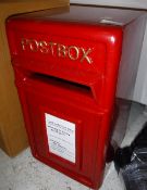 A red painted vintage style post box Size approx.
