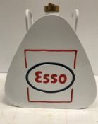 A modern painted metal triangular fuel can inscribed "Esso"