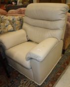 A modern G-Plan cream leather upholstered electric reclining arm chair (ex Gardiner Haskins,