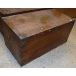 A 19th Century brass bound teak / camphor wood trunk with fitted interior,