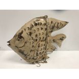 A vintage style painted and pierced metal fish hanging light CONDITION REPORTS the