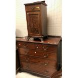 An Edwardian mahogany and barber pole strung dressing chest with mirrored superstructure over two