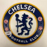 A modern painted cast metal sign "Chelsea Football Club"