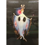 AFTER ERTÉ (ROMAIN DE TIRTOFF) "Lady in blue dress with fan headdress on a star spangled