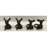 Four modern cast iron Mouse ornaments