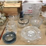 An Orrefors faceted glass bowl, together with a Bohemia crystal bowl, a Caithness vase,