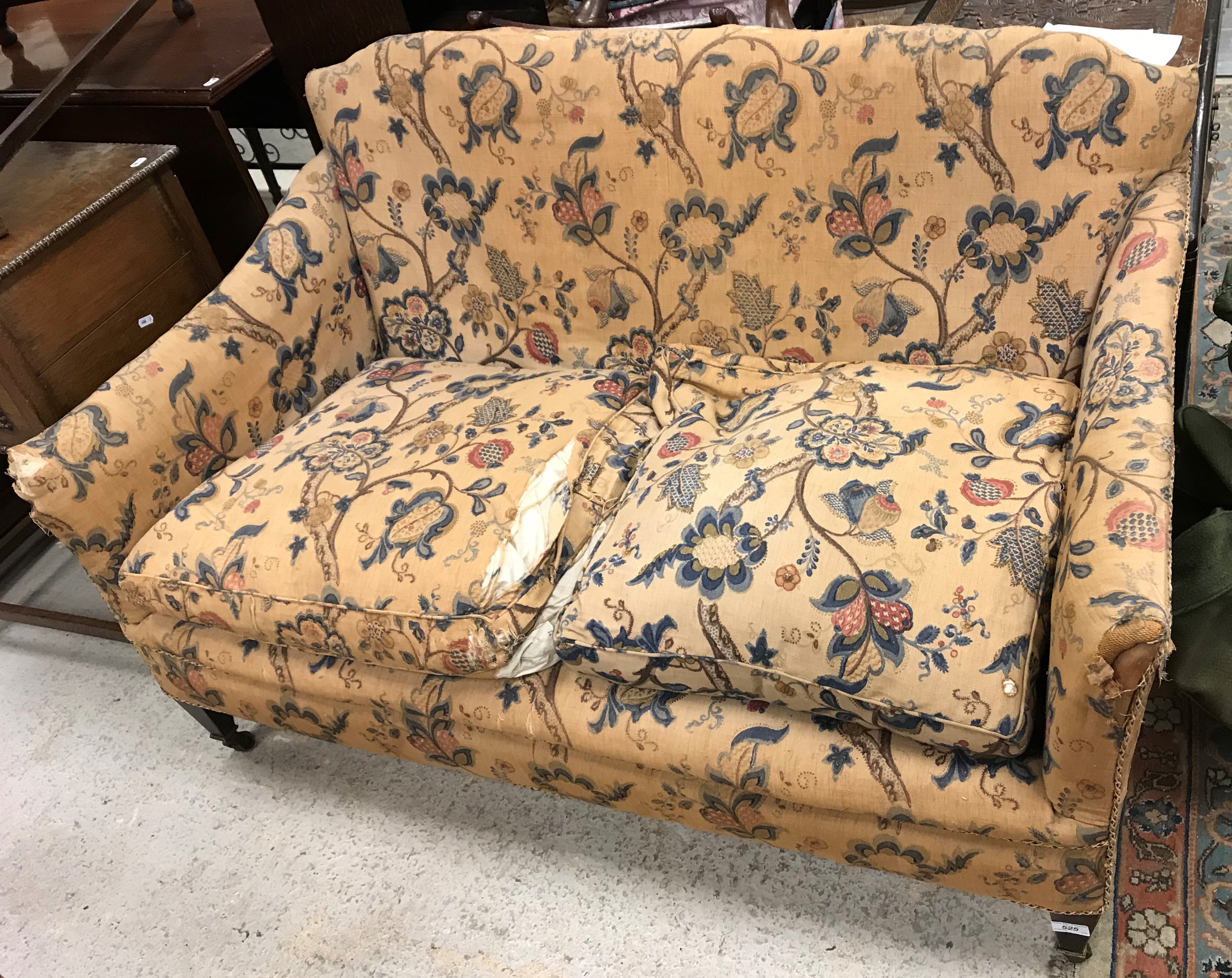 A circa 1900 upholstered two seat sofa,