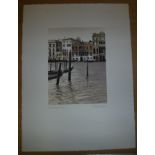 AFTER WILLLIAM MONK (1813-1937) "Rialto Bridge, Venice", coloured etching, signed in pencil,